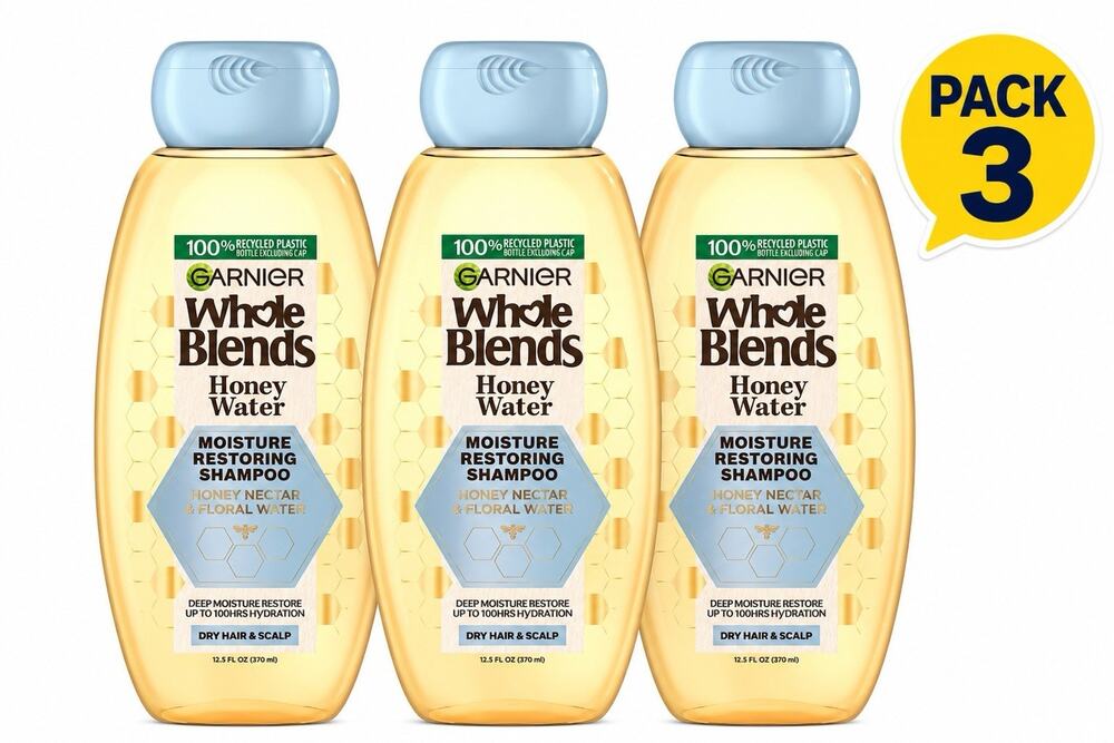 Garnier Whole Blends Honey Water Moisture Restoring Shampoo 12.5 oz - Pack 3